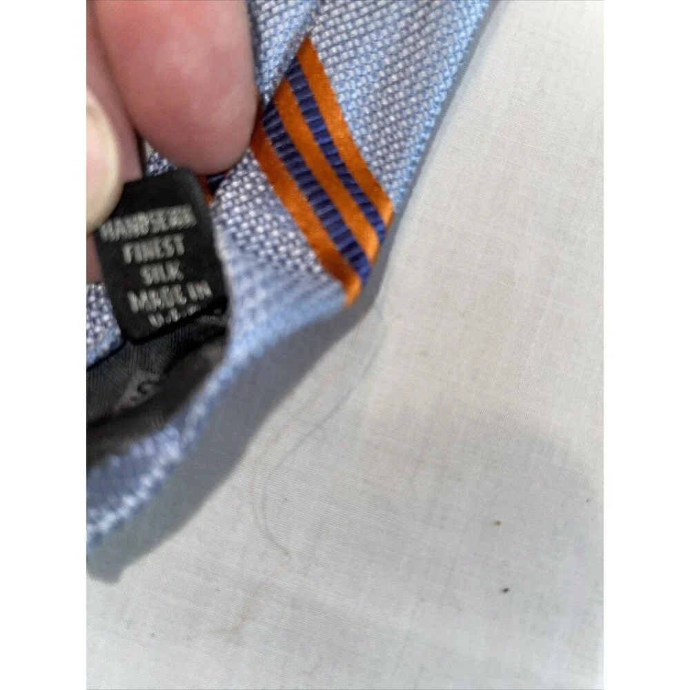Robert Talbott Men’s Dress Tie Size 58” Blue Orange Striped Silk Business Formal